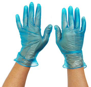 CJ.100 LUVAS TAM.L VINIL DESCART.AZUL